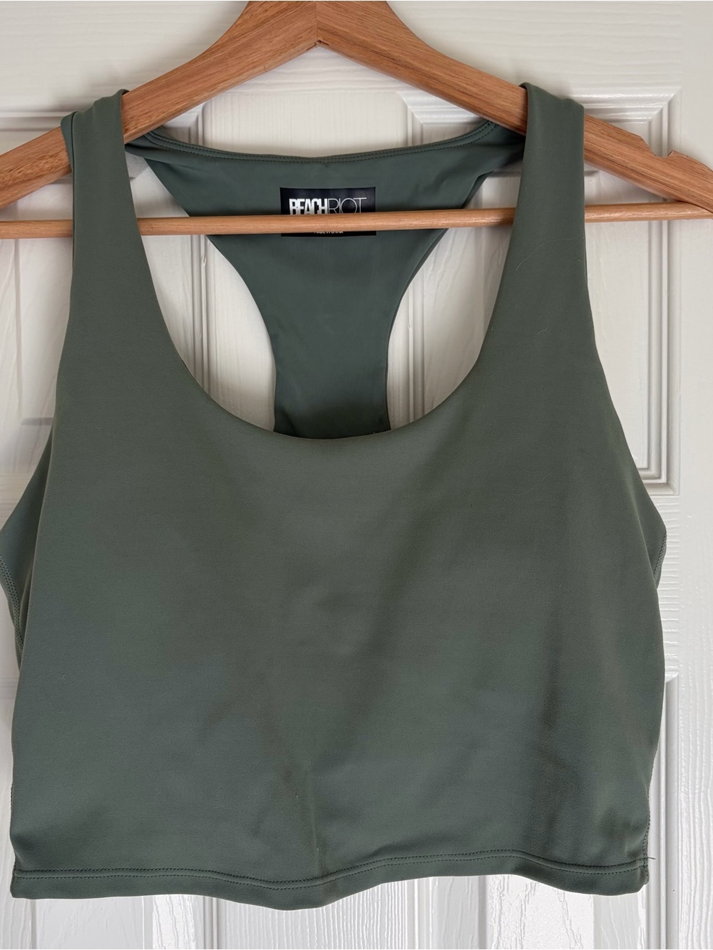 Beach Riot Moss Green Racerback Sports Bra (medium) & Leggings (large)